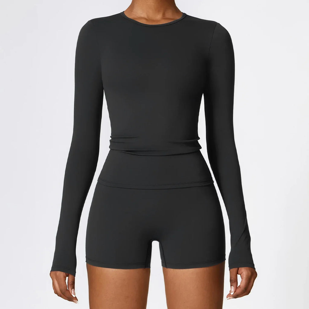 Women Long Sleeve Yoga Top Slim Fit Activewear - ZA-Zola