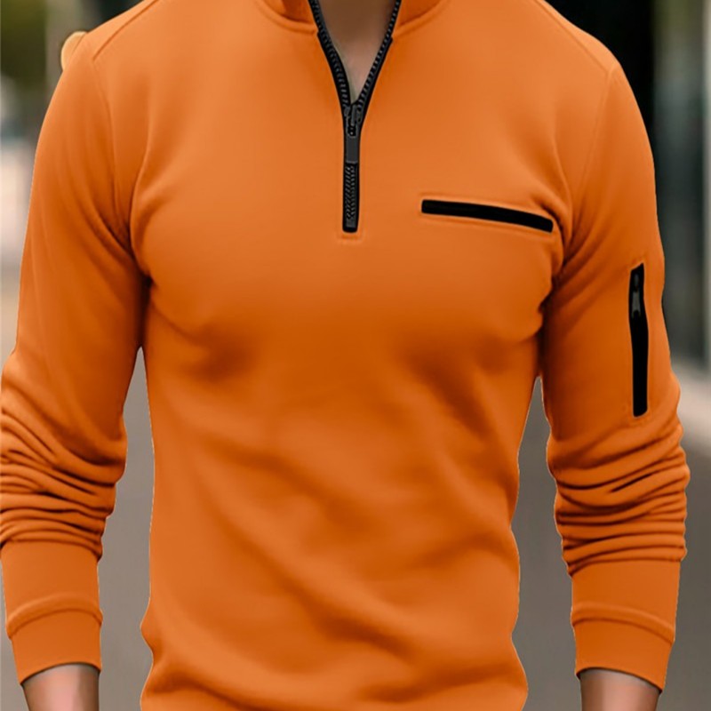 Men’s Arm Zipper Sportswear Top – Loose Fit Long Sleeve for Spring & Autumn