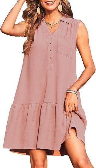 Chic V-Neck Buttoned Sleeveless Dress – Casual & Stylish - ZA-Zola