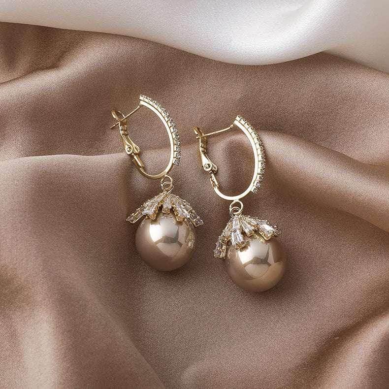 French Pearl Drop Earrings with 925 Silver Needle - ZA-Zola