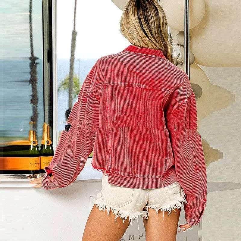 Buy Women's Corduroy Rugby Jacket – Trendy & Stylish - ZA-Zola