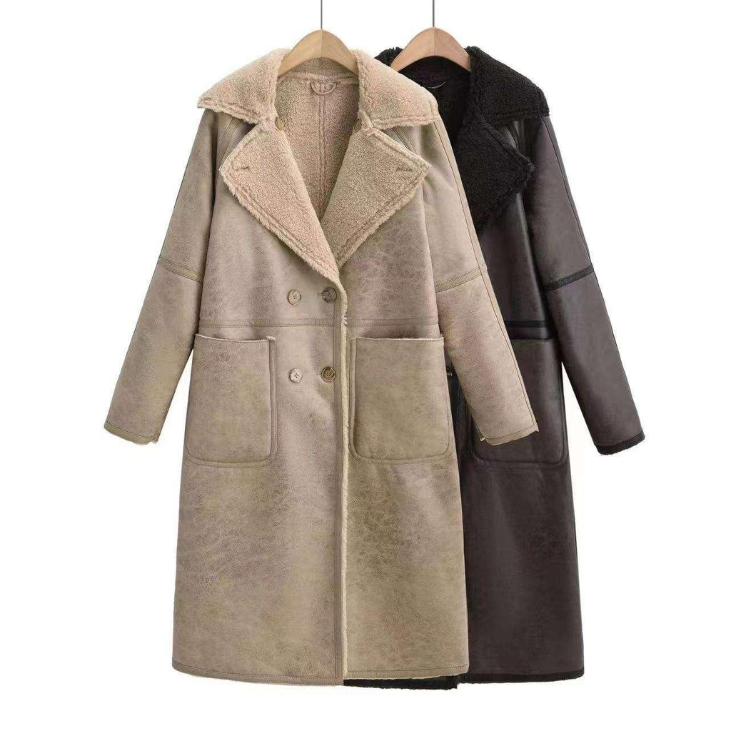 Women Winter Trench Coat – Belted Double Breasted Long Jacket - ZA-Zola