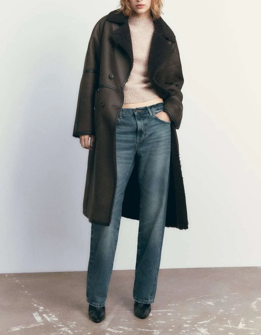 Women Winter Trench Coat – Belted Double Breasted Long Jacket - ZA-Zola