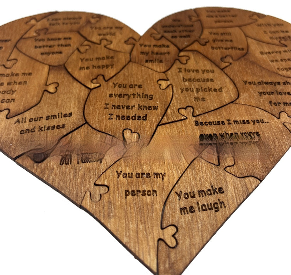 Reasons Why I Love You Puzzle | Wooden Heart Romantic Gift