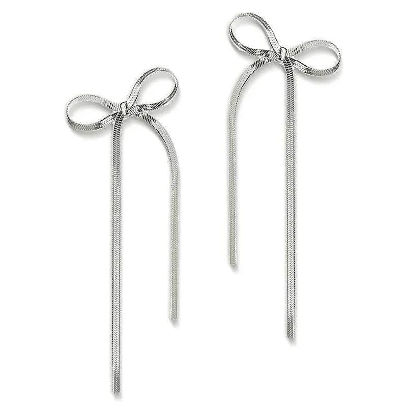 18k Gold Plated Bow Earrings – Hypoallergenic Herringbone Design - ZA-Zola
