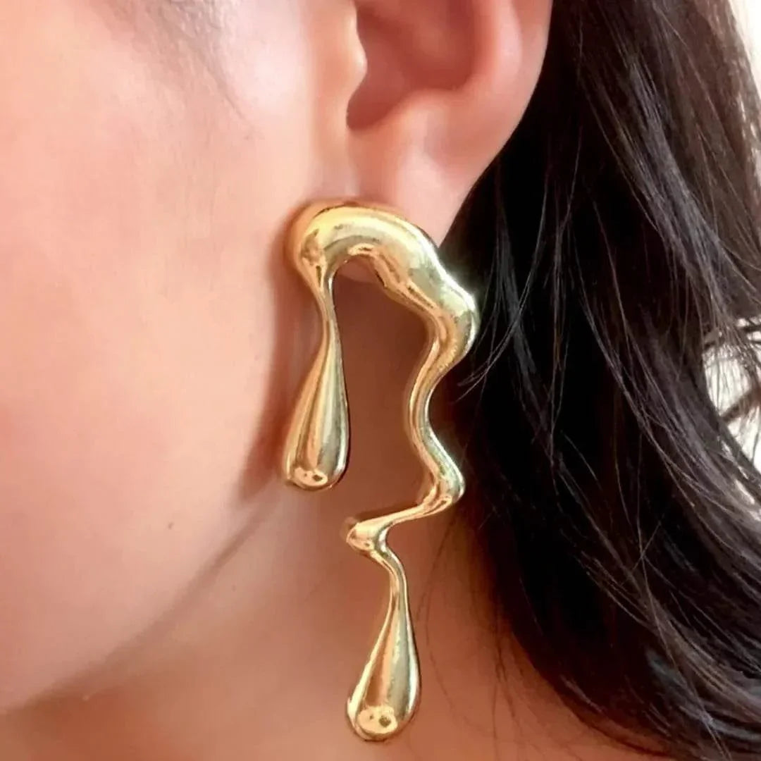 Liquid Metallic Water Drop Ear Studs | Shop Now - ZA-Zola - ZA-Zola