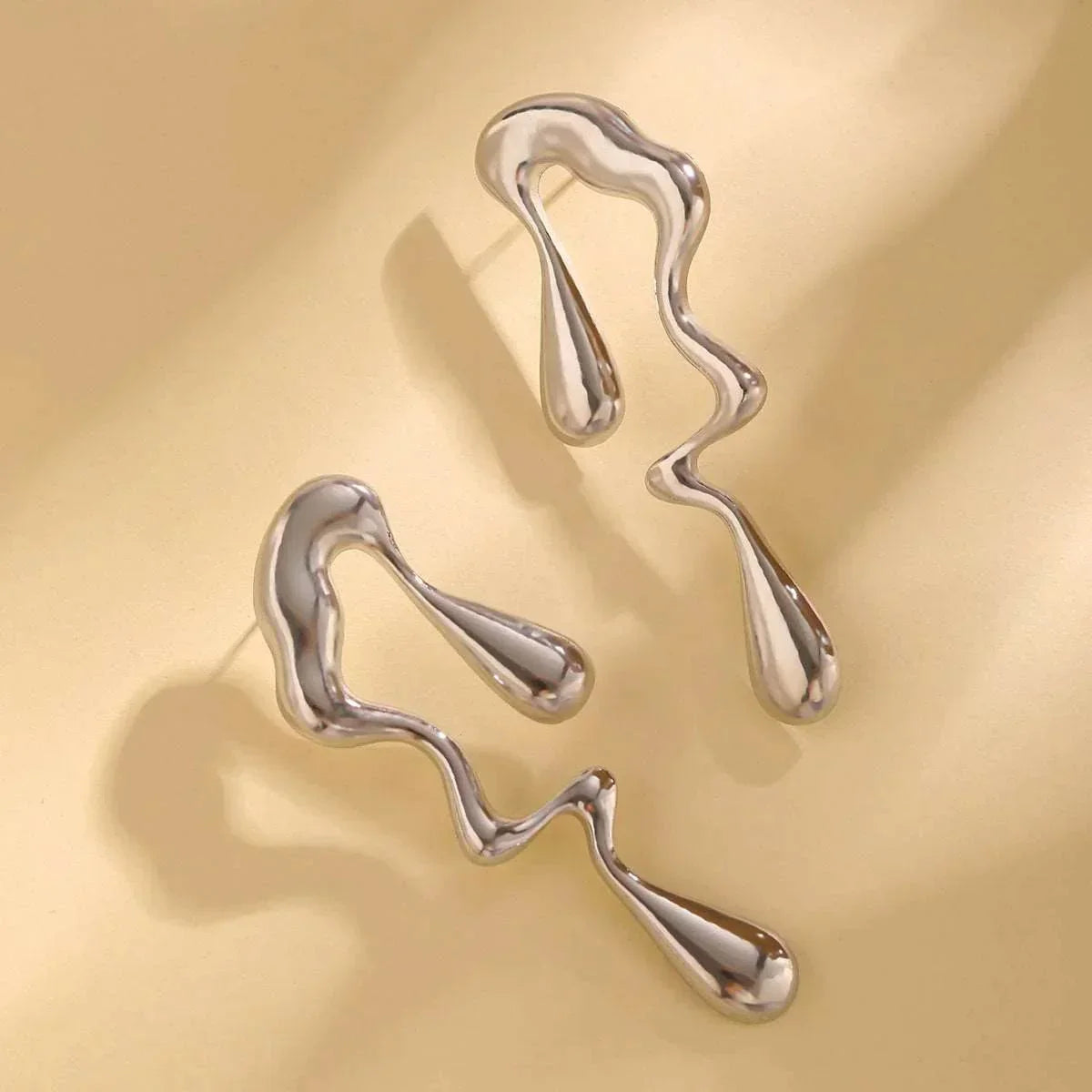 Liquid Metallic Water Drop Ear Studs | Shop Now - ZA-Zola - ZA-Zola