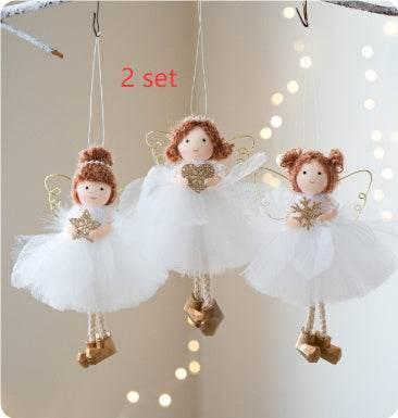 Christmas Angel Girl Pendant White Tulle Skirt & Golden Wings - ZA-Zola
