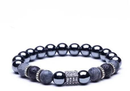 Crown Matte Black Copper Bead Bracelet Zircon - ZA-Zola