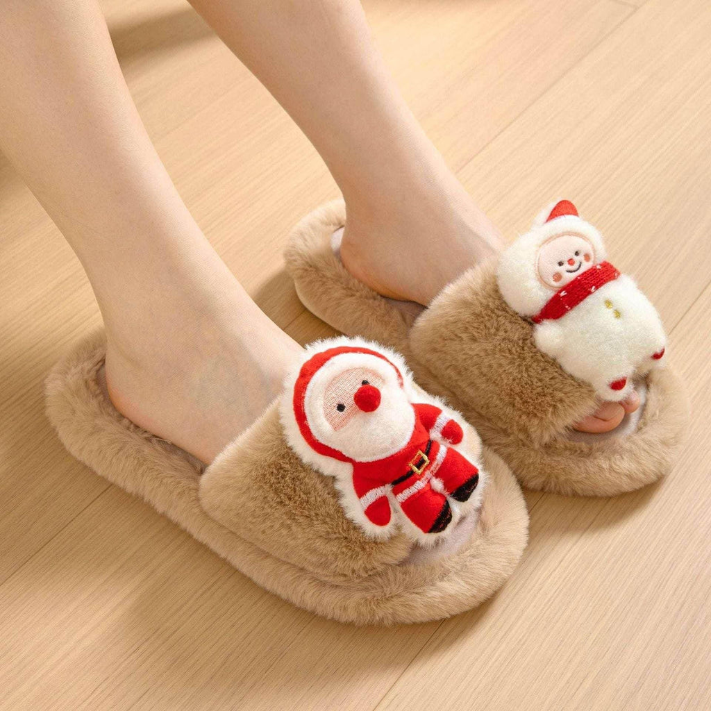 Santa Claus Open-Toe Cotton Slippers for Cozy Winter - ZA-Zola