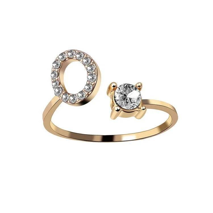 Adjustable A–Z Initial Ring for Women with Zircon - ZA-Zola
