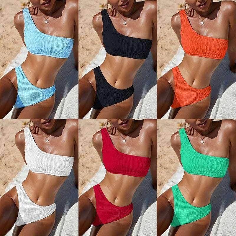Ladies High Waist Bikini – Chic Solid Color Set - ZA-Zola