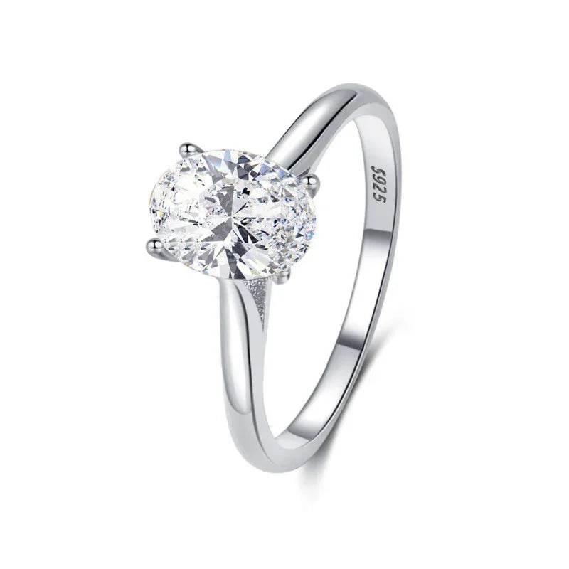 Sterling Silver Oval Zircon Ring for Women - ZA-Zola