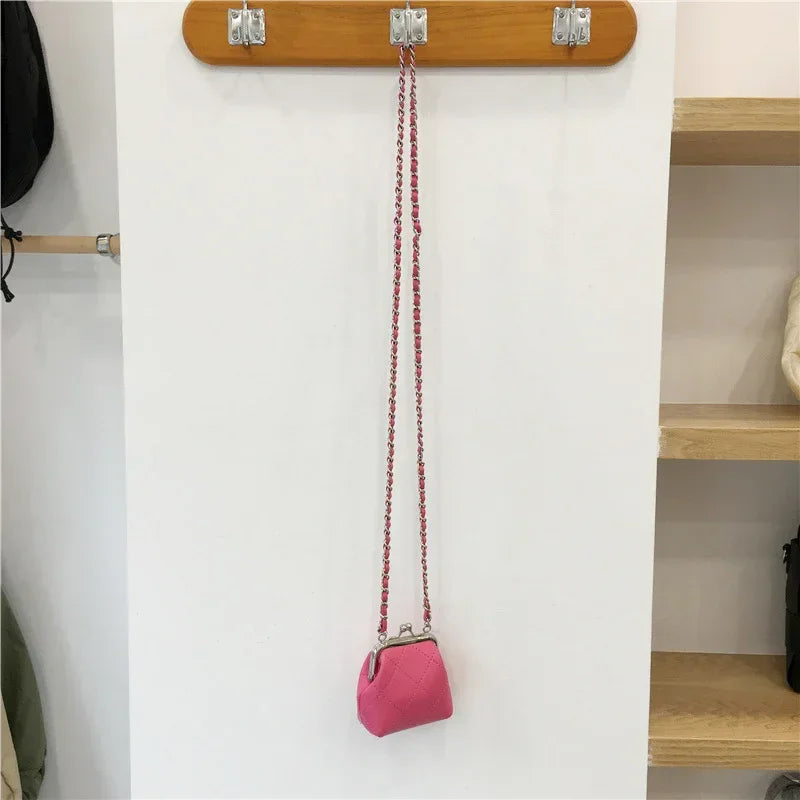 Mini Crossbody Earphone Bag with Rhombus Chain Design - ZA-Zola