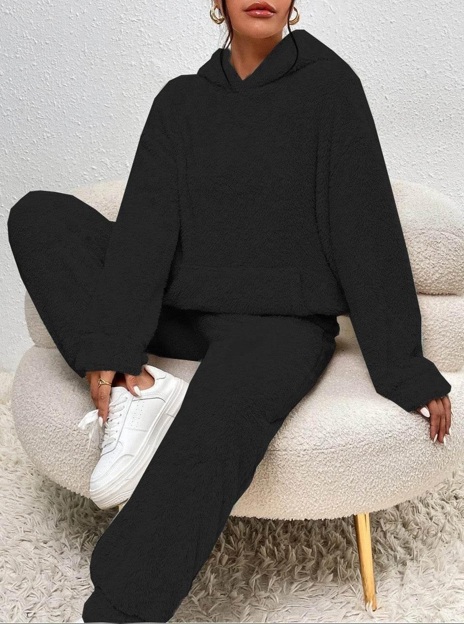 Winter Plush Pajama Set for Women | Warm Hooded Loungewear - ZA-Zola