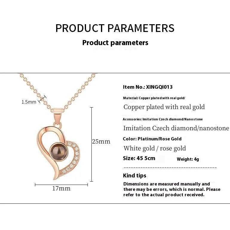“I Love You” Projection Necklace – Rose Gold Gift - ZA-Zola