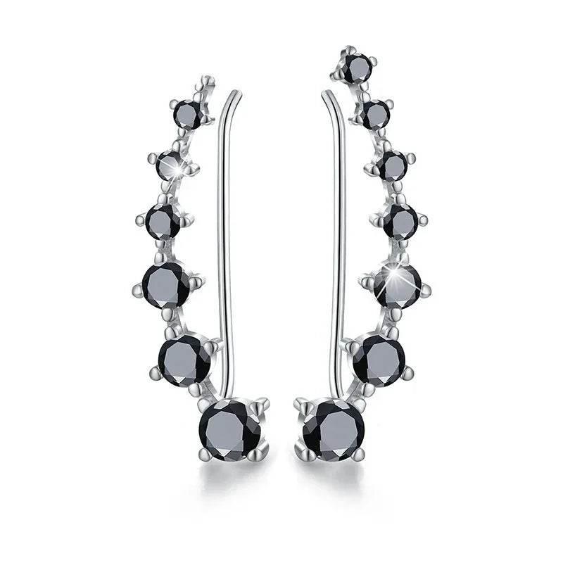 Black Zircon Long Round Earrings – Elegant Shine - ZA-Zola