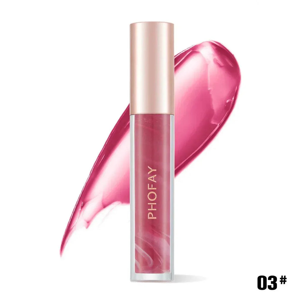 PHOFAY Rose Blooming Hydrating Lip Gloss – Long-Lasting Shine - ZA-Zola