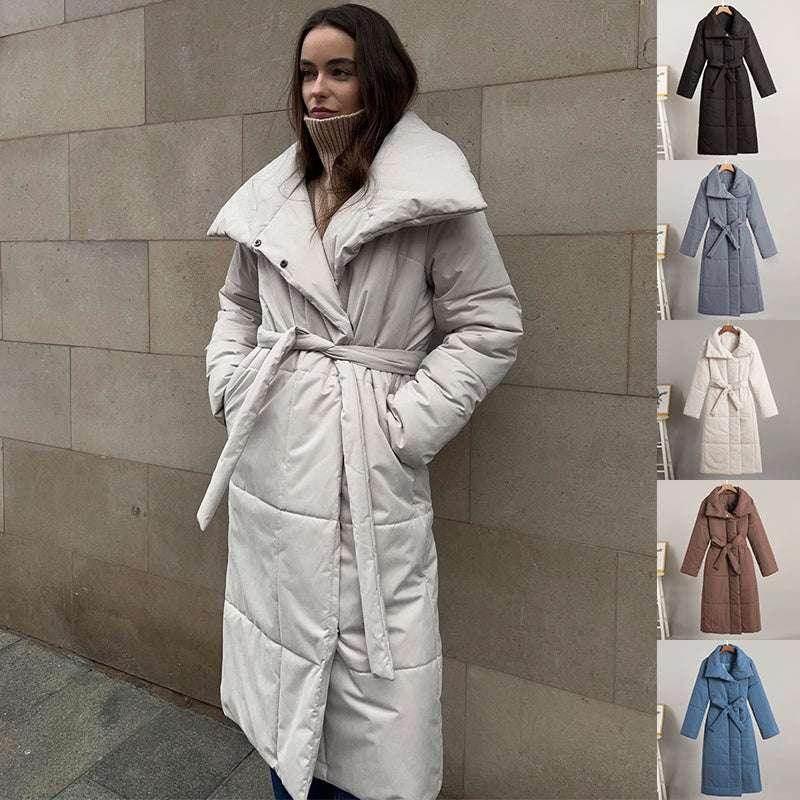 Chic Large Lapel Long Coat – Warm Winter Jacket for Women - ZA-Zola