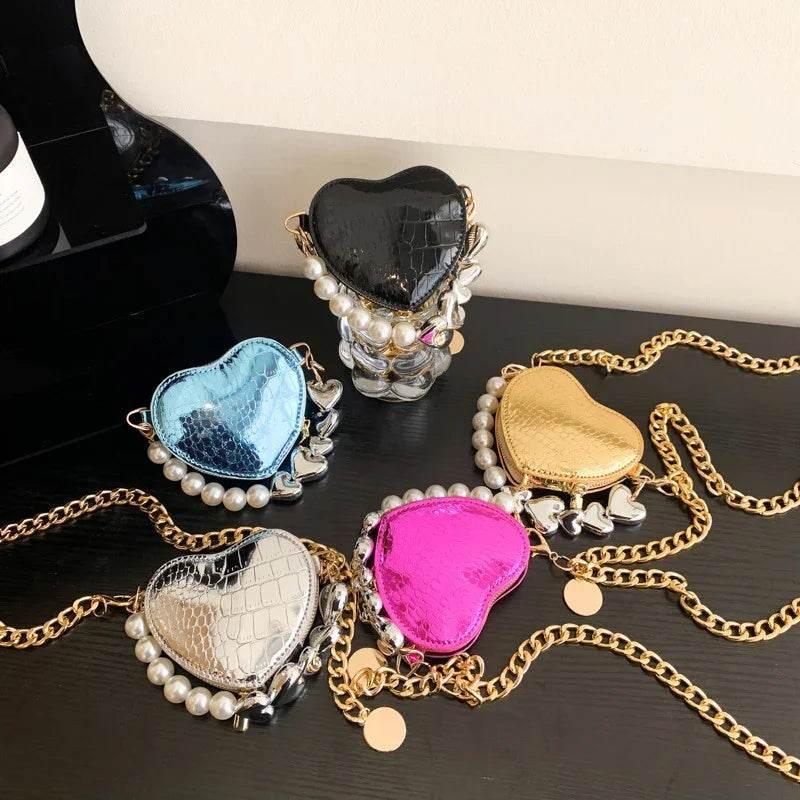 Mini Heart-Shaped Pearl Handbag | Cute Candy Color Bag - ZA-Zola