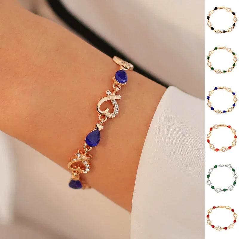 Hollow Heart Rhinestone Bracelet | Valentine's Day Gift - ZA-Zola