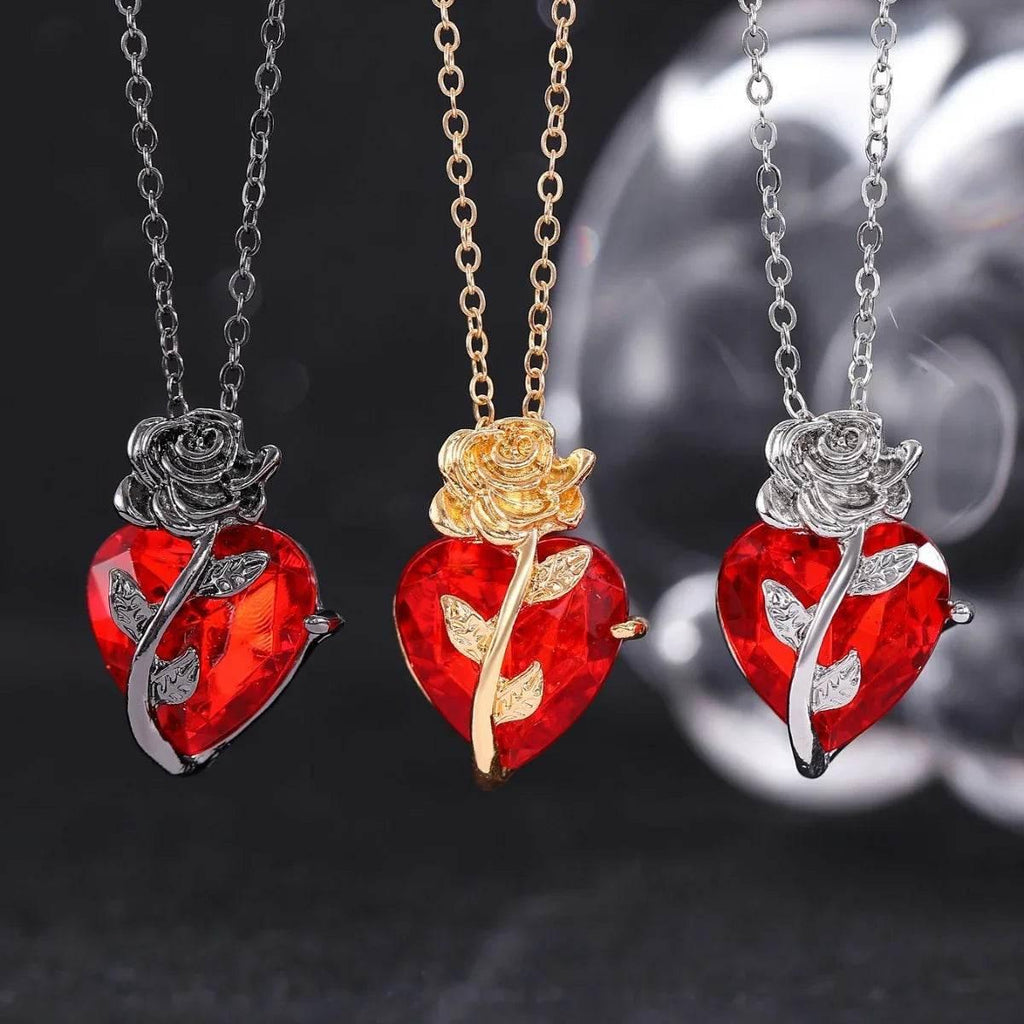 Shop Punk Rose Heart Necklace – Perfect Gift Today! - ZA-Zola