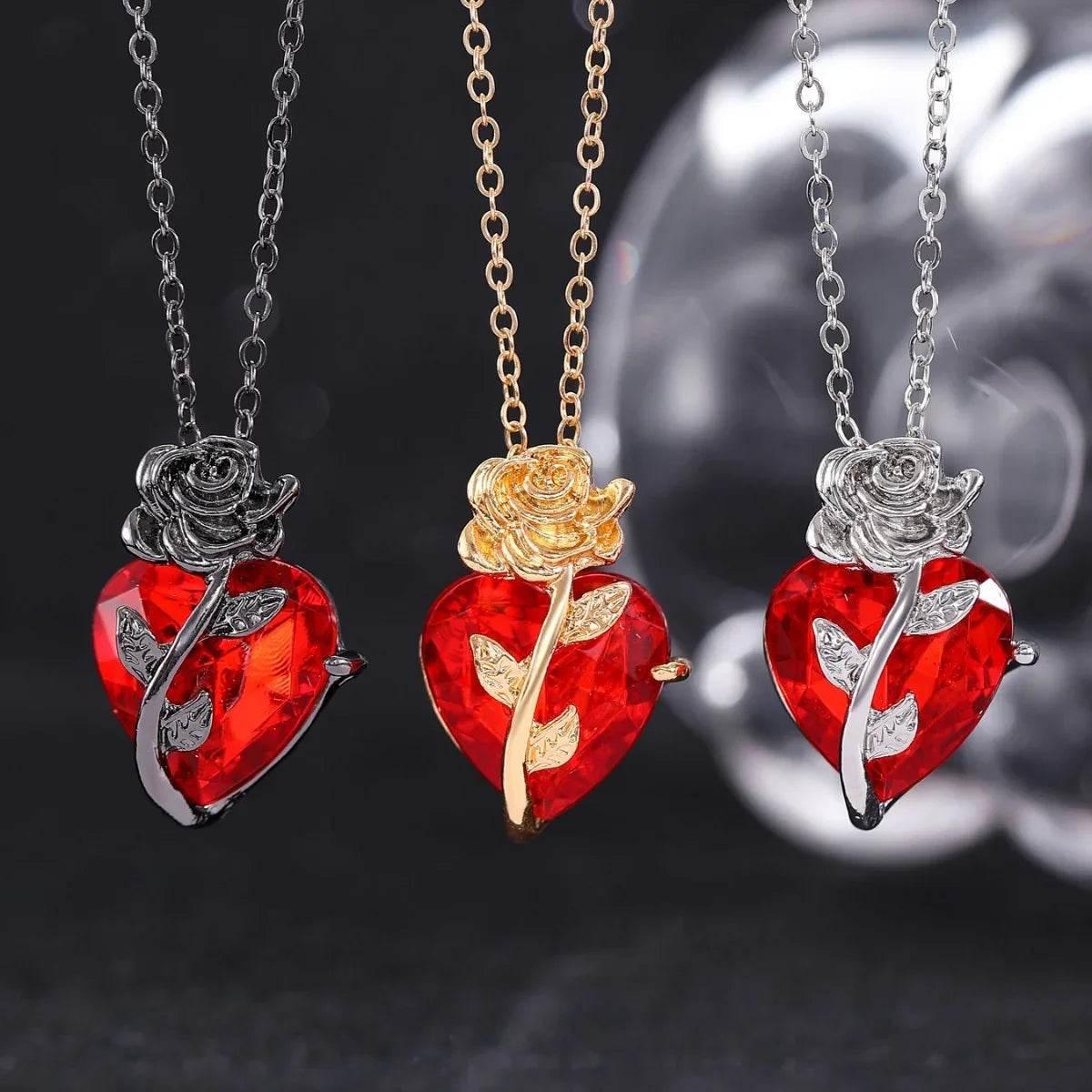 Shop Punk Rose Heart Necklace – Perfect Gift Today! - ZA-Zola