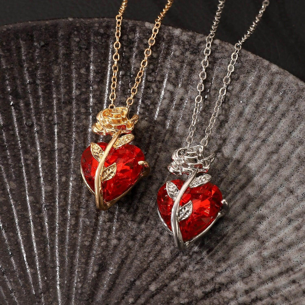 Shop Punk Rose Heart Necklace – Perfect Gift Today! - ZA-Zola