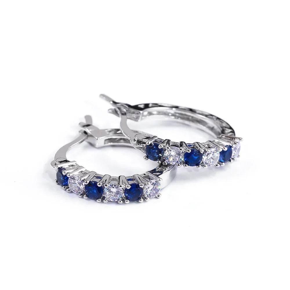 Colorful Zircon Ear Buckles – Elegant Ring Shape - ZA-Zola