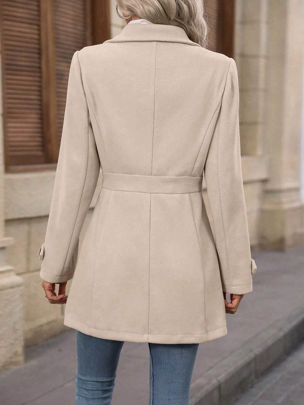 Elegant Women’s Woolen Coat – Mid-Length Jacket - ZA-Zola