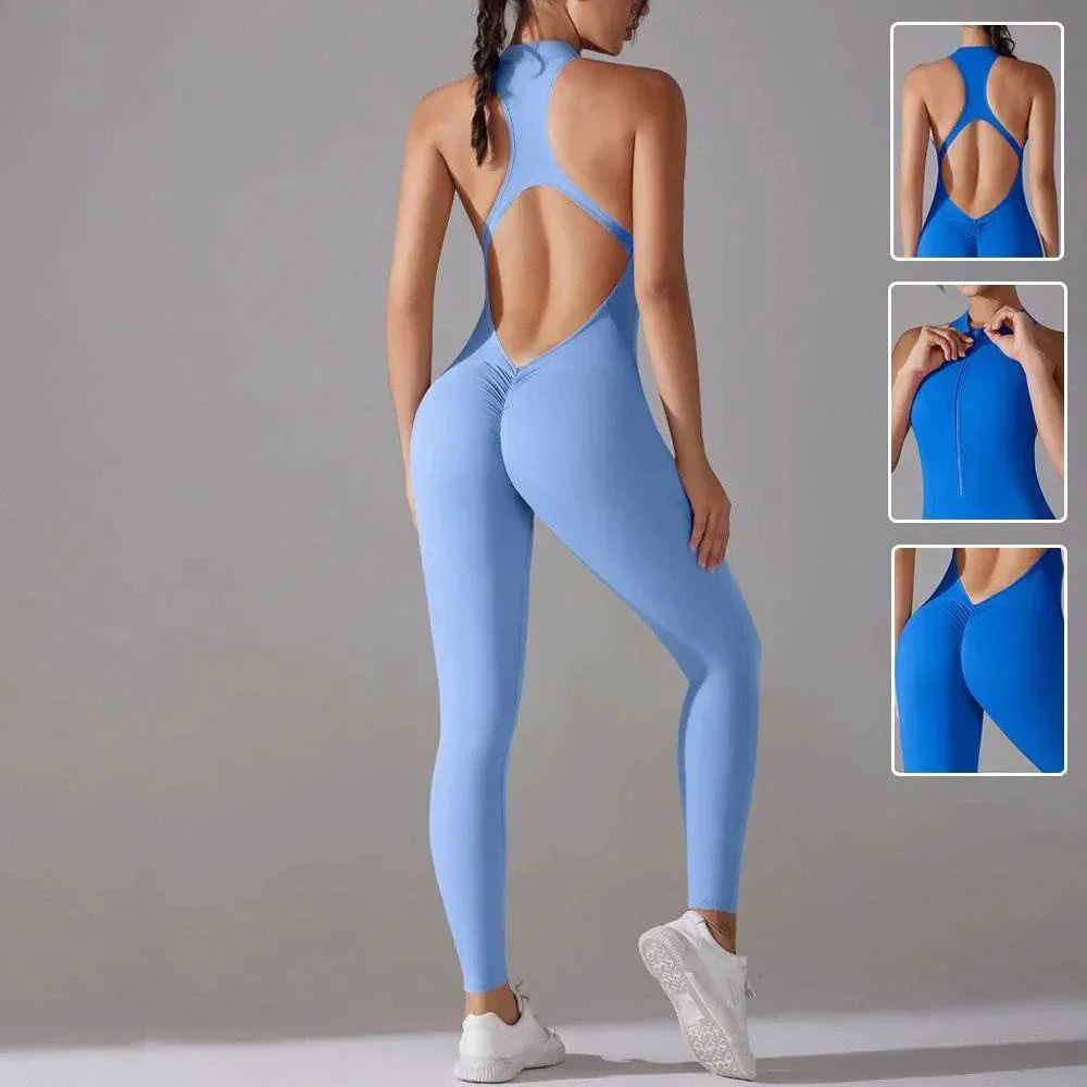 Solid Beauty-Back Jumpsuit for Women – Yoga & Fitness Bodysuit - ZA-Zola
