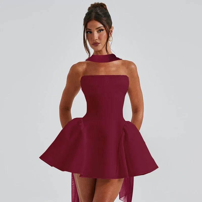 Sexy Tube Top Dress - Back Zipper Party Mini Dress - ZA-Zola
