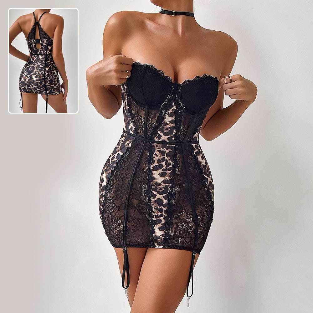 Sexy Leopard Lace Tube Top Dress for Women - A-line - ZA-Zola