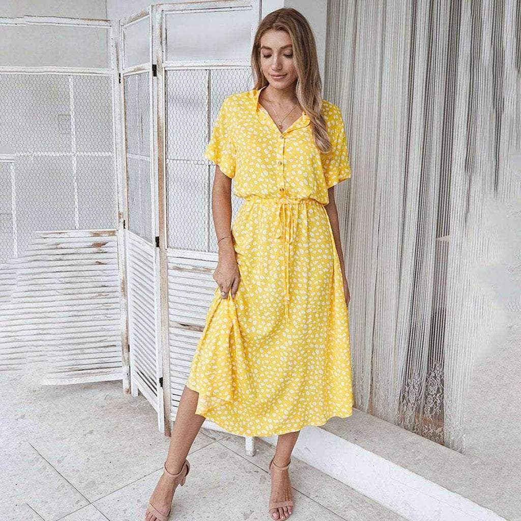 Printed Vacation Cake Skirt Maxi Dress - ZA-Zola