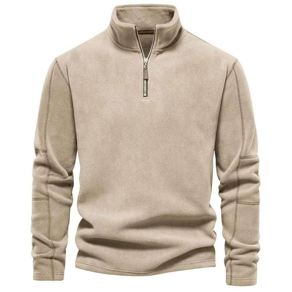 Men's Stand-Collar Fleece Sweatshirt - Winter Pullover - ZA-Zola