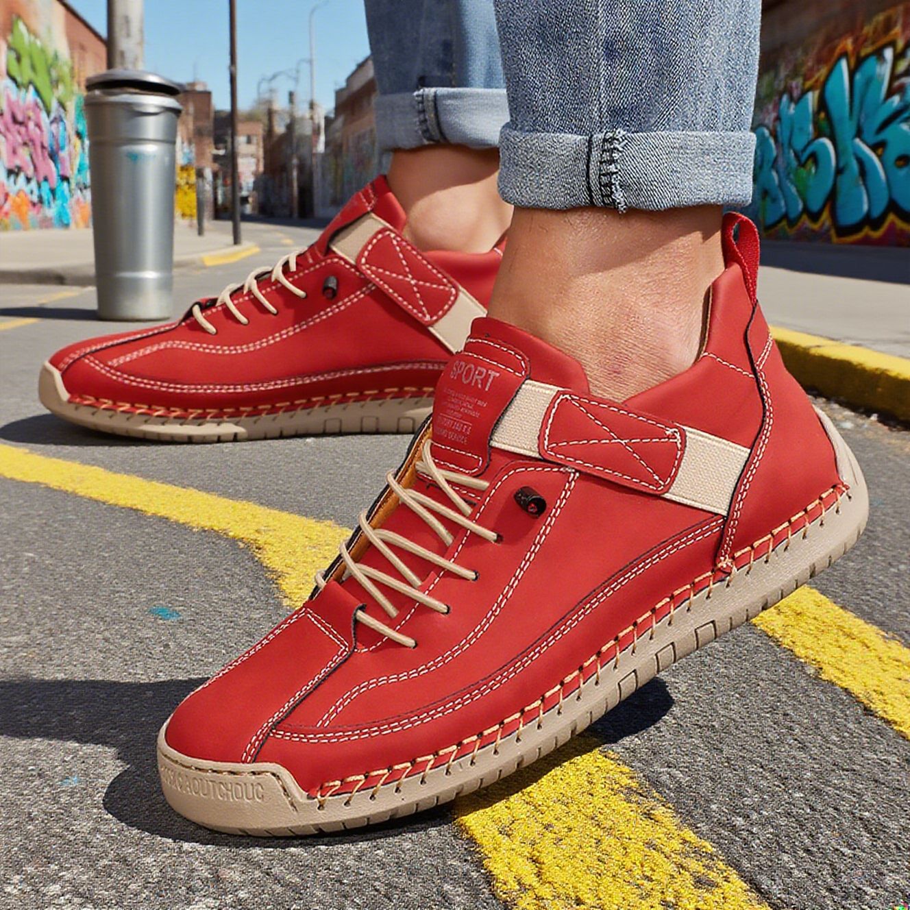 Men’s Leather Casual Outdoor Boots Large Size Lace Up Shoes