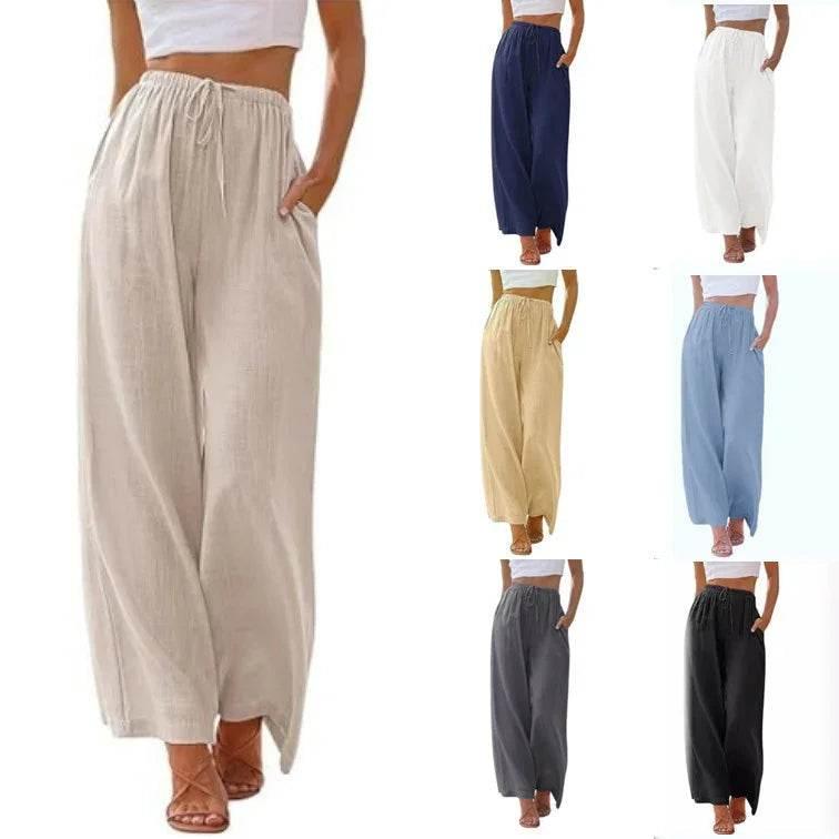 Women’s Lightweight Lace Hem Pants with Pockets - ZA-Zola
