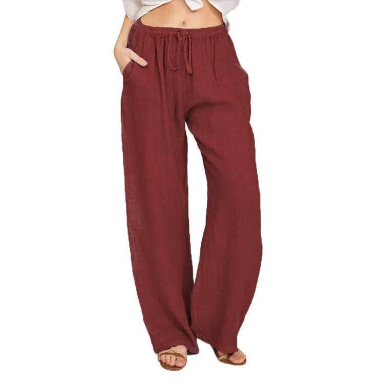 Women’s Lightweight Lace Hem Pants with Pockets - ZA-Zola