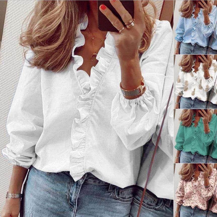 Ruffled Long Sleeve Shirt for Women - ZA-Zola