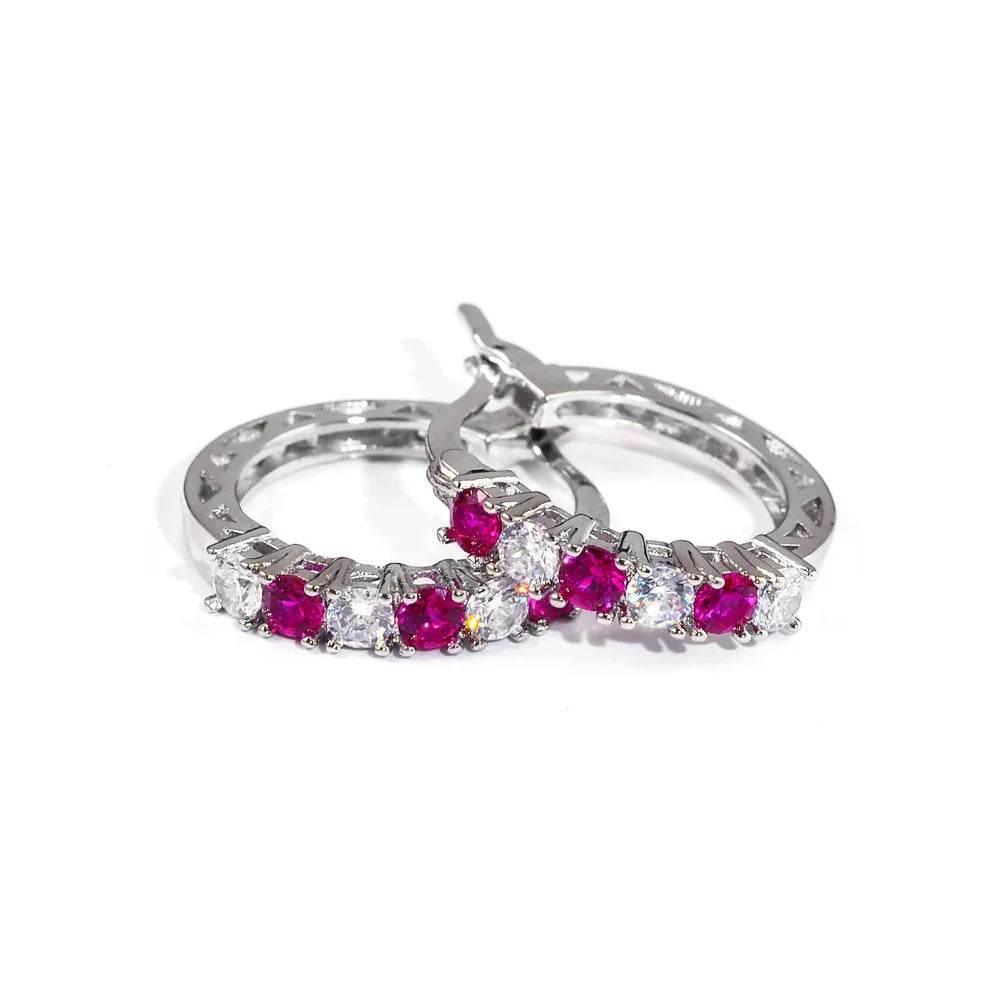 Colorful Zircon Ear Buckles – Elegant Ring Shape - ZA-Zola