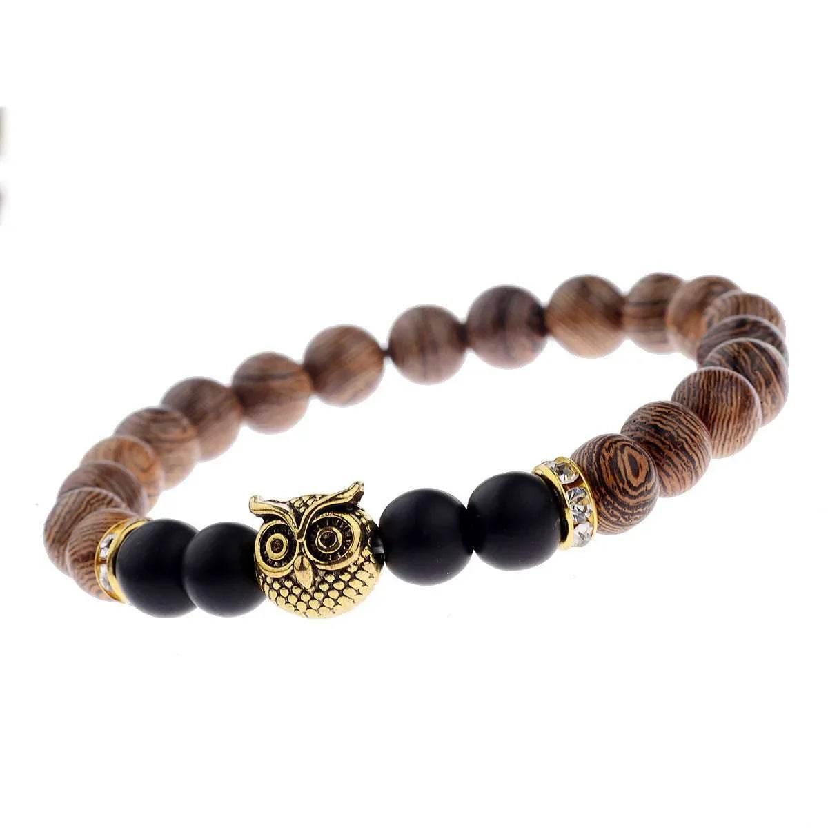 Owl Frosted Stone Wood Grain Bracelet – Unisex - ZA-Zola
