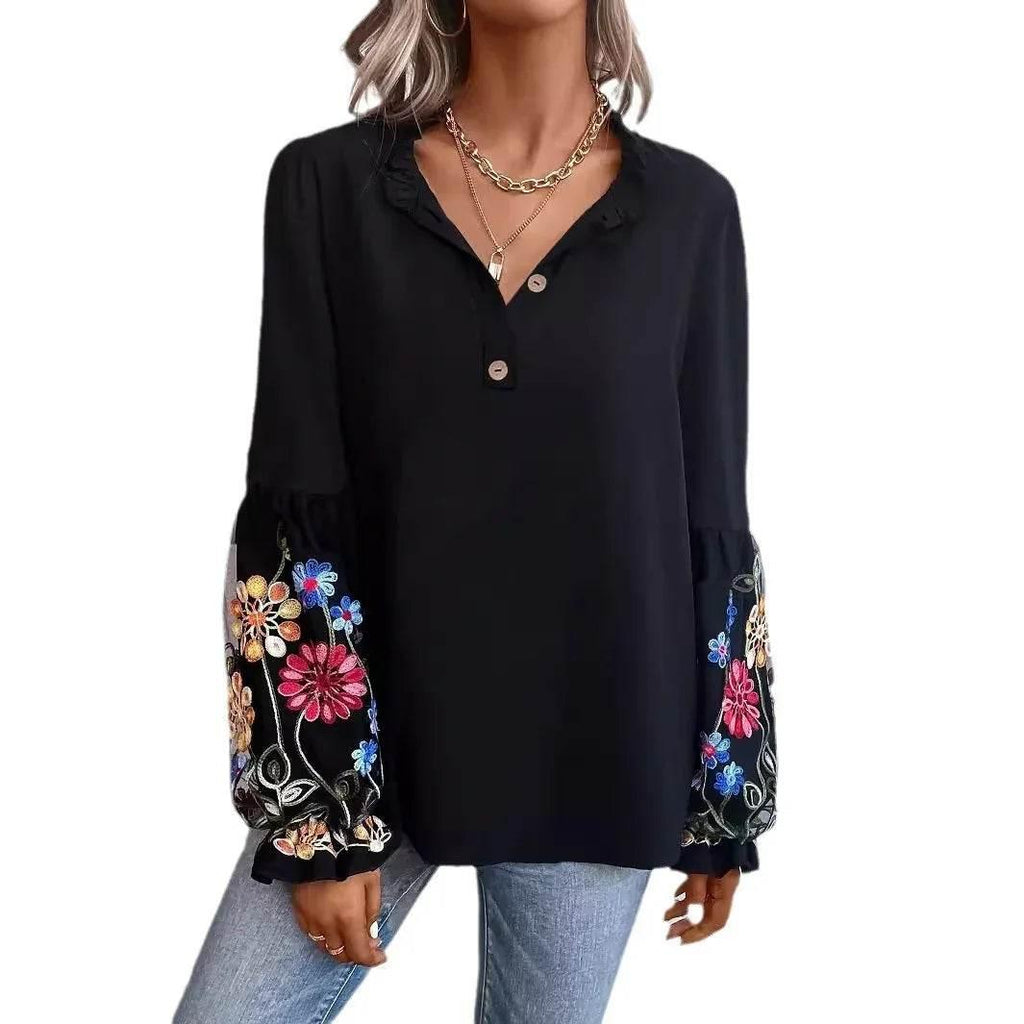 Women's V-Neck Vacation Blouse – Summer Pullover - ZA-Zola