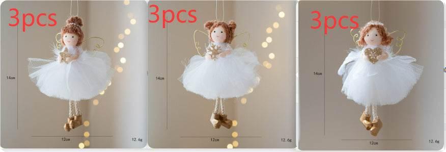 Christmas Angel Girl Pendant White Tulle Skirt & Golden Wings - ZA-Zola