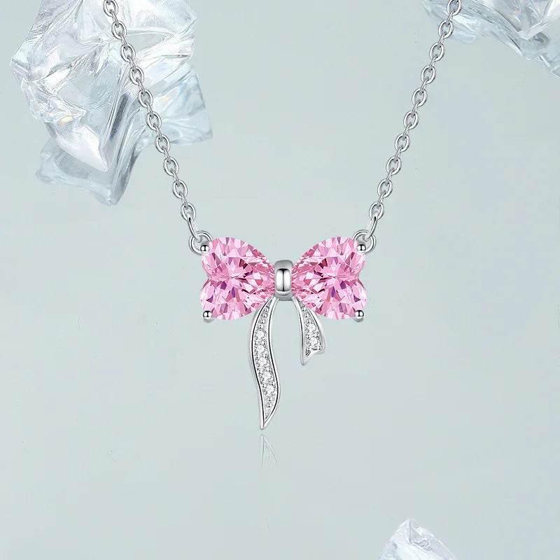 Shop Women's Bow Zircon Necklace - Stunning Sterling Silver! - ZA-Zola