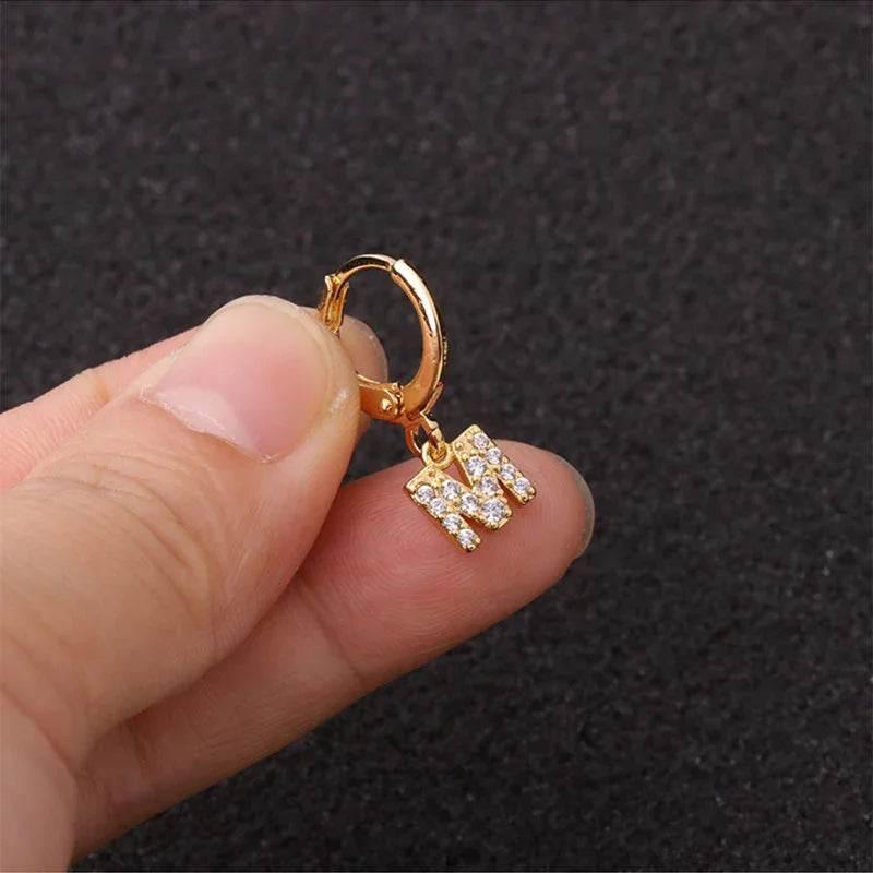 Women's Zircon Letter Earrings – Stylish Gold Jewelry - ZA-Zola