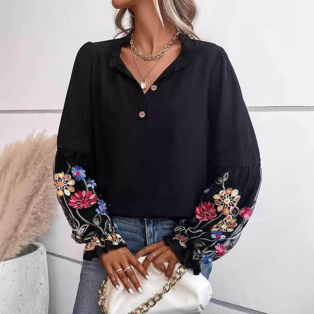 Women's V-Neck Vacation Blouse – Summer Pullover - ZA-Zola