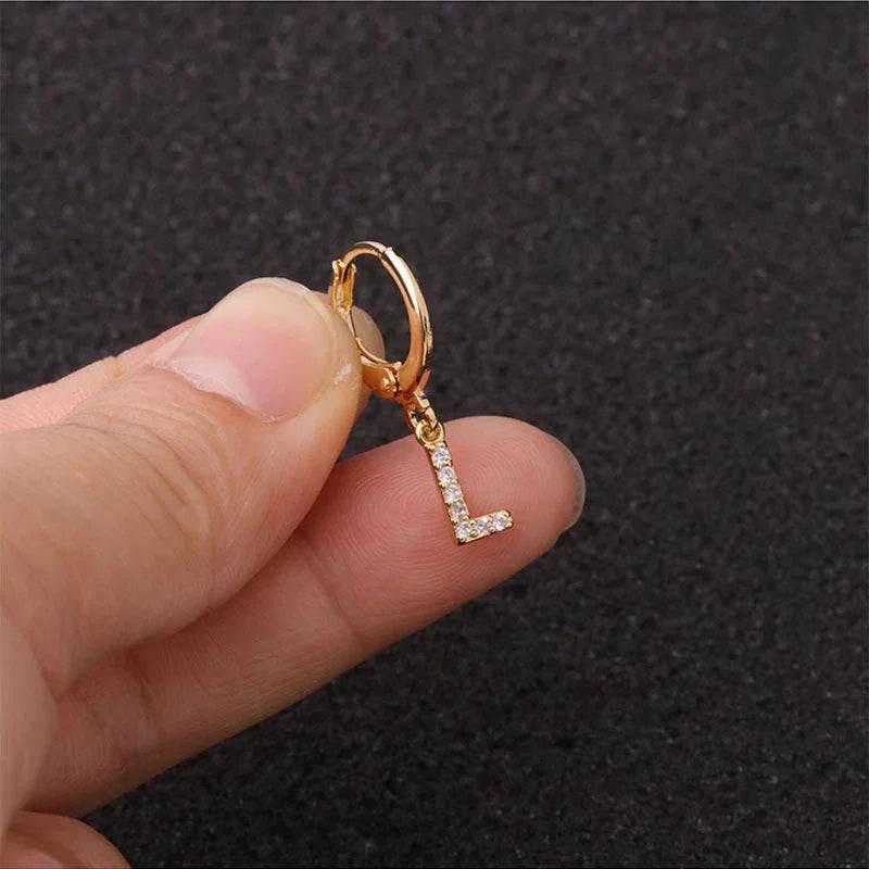 Women's Zircon Letter Earrings – Stylish Gold Jewelry - ZA-Zola