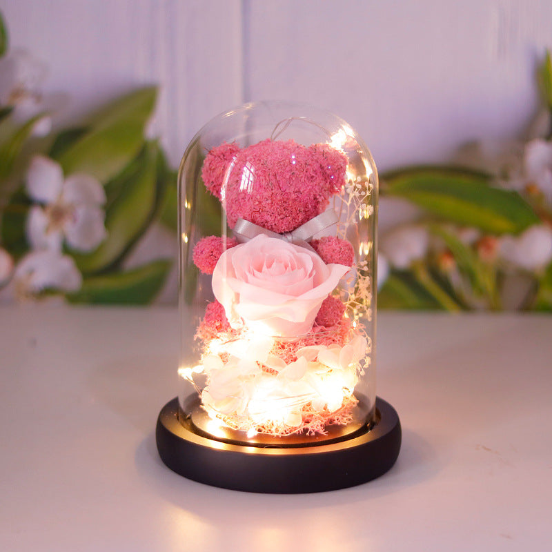 Eternal Rose Teddy Bear Gift | Romantic Valentine’s Day Decor
