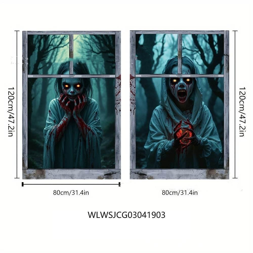 ZA-Zola 3D Witch Halloween Window Cover Decor - ZA-Zola