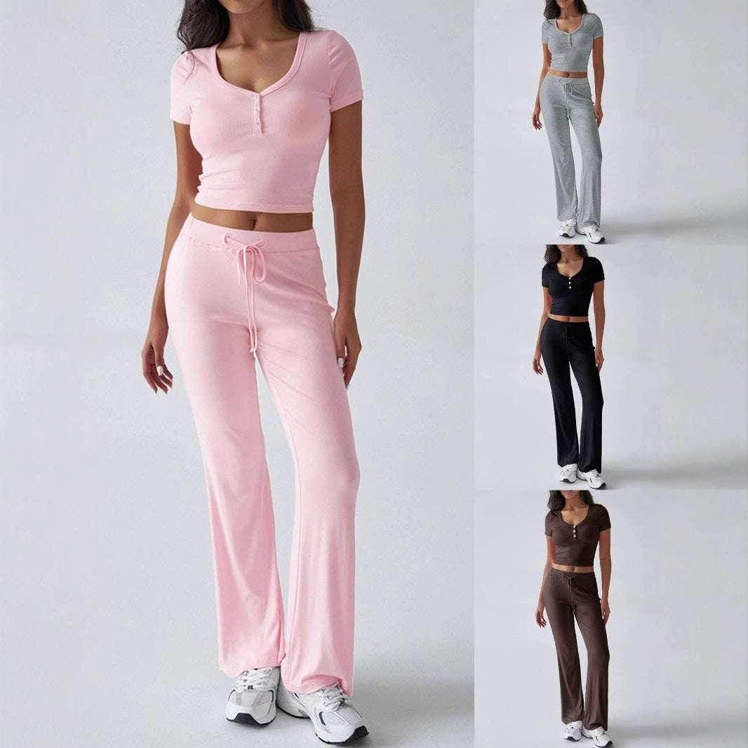 Solid Color Crew Neck Casual Suit – Shop Now for Comfort - ZA-Zola